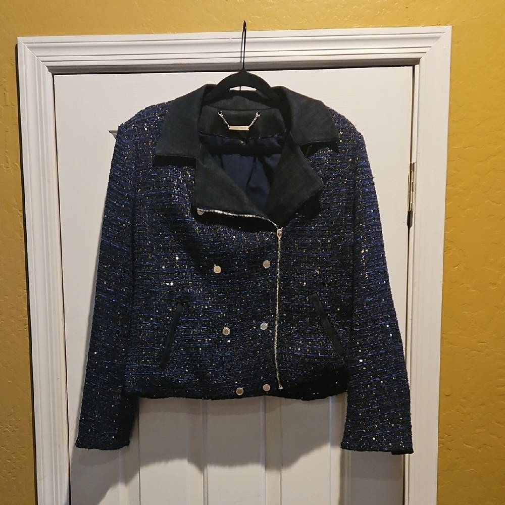 White House Black Market Navy Tweed Jacket